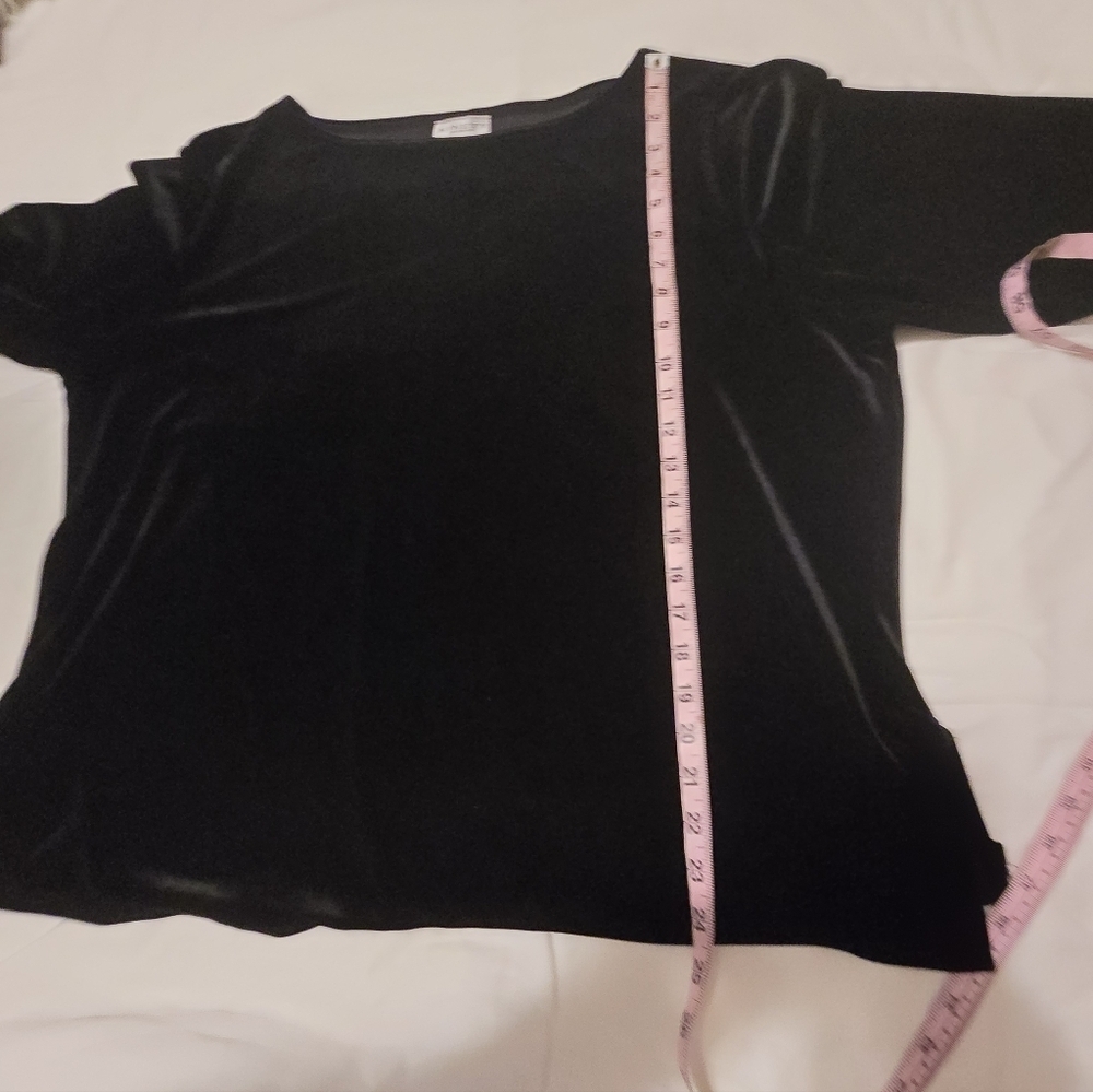Black Velvet Boat Neck Top By Ninety Woman Size 2X - Picture 7 of 8